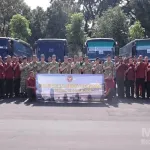 Sekjen Kemhan Lepas Ratusan Personel Mudik Bersama 1447 H: Wujudkan Mudik Aman dan Nyaman