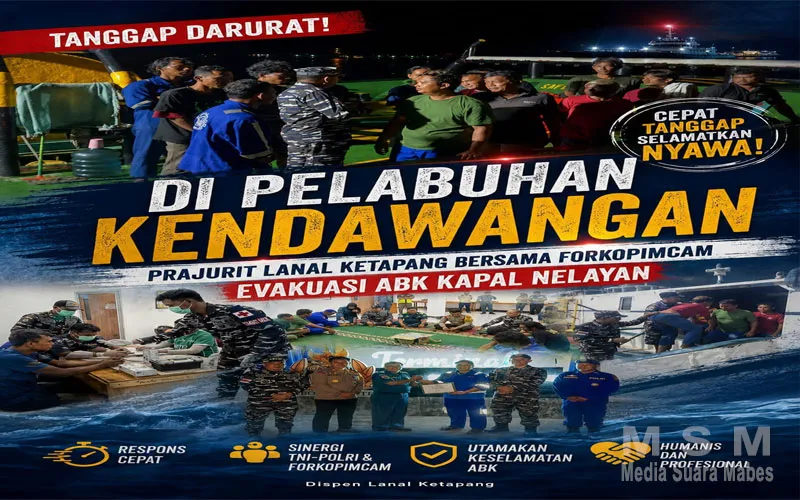 Tanggap Darurat di Pelabuhan Kendawangan, Prajurit Lanal Ketapang Bersama Forkopimcam Evakuasi ABK Kapal Nelayan