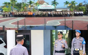 Kapolres Inhil Pimpin Apel Pengamanan Pawai Malam Takbir Idul Adha 1447 H