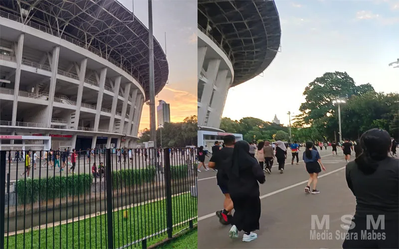 Seru! Jalan Kaki Mengelilingi Stadion GBK di Sore Hari, Ramai dan Penuh Semangat Warga Jakarta