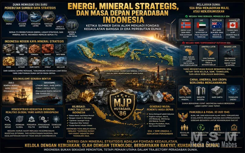Energi dan Mineral Strategis, Fondasi Kedaulatan Indonesia di Tengah Perebutan Masa Depan Dunia