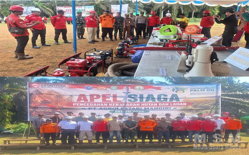 Kapolsek Nanga Tayap Hadiri Apel Siaga Karhutla dan Penandatanganan MoU Kerja Sama Pencegahan Kebakaran Hutan dan Lahan