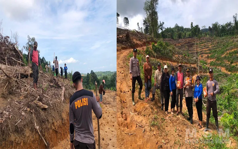 Kapolsek Simpang Dua Bersama PPL, Poktan, dan Warga Laksanakan Penanaman Jagung Hibrida Dukung Ketahanan Pangan Nasional