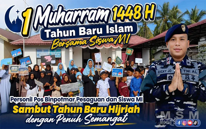 Tahun Baru Islam Bersama Siswa MI. Personil Pos Binpotmar Pesaguan dan Siswa MI Sambut Tahun Baru Hijriah dengan Penuh Semangat