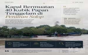 Kapal Pengangkut 40 Kubik Papan Tenggelam di Perairan Solop, Legalitas Muatan Jadi Sorotan