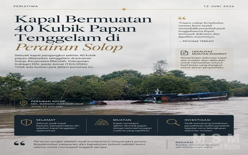 Kapal Pengangkut 40 Kubik Papan Tenggelam di Perairan Solop, Legalitas Muatan Jadi Sorotan