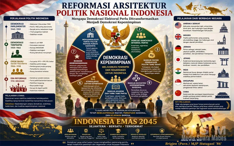 Reformasi Arsitektur Politik Nasional, Brigjen (Purn) MJP Hutagaol : Indonesia Perlu Bergerak Menuju Demokrasi Kepemimpinan
