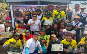 Dalam Rangka HUT Bhayangkara Ke-80, Polsek Kendawangan Gelar Lomba Mancing Udang Galah