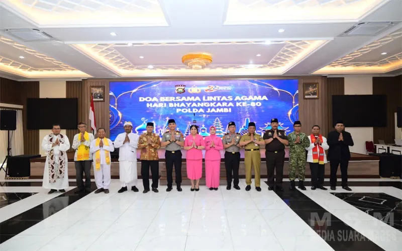 Doa Bersama Lintas Agama Warnai Peringatan HUT Bhayangkara ke-80, Polda Jambi Perkuat Komitmen Jaga Kerukunan dan Kamtibmas