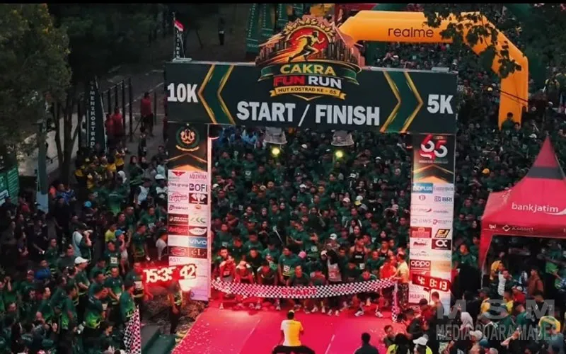 Cakra Fun Run 2026, Lebih dari 5.000 Peserta Warnai HUT ke-65 Kostrad di Malang