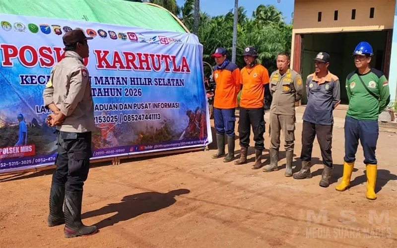 Bhabinkamtibmas Polsek Matan Hilir Selatan Ikuti Apel dan Monitoring Posko Karhutla Bersama Instansi Terkait