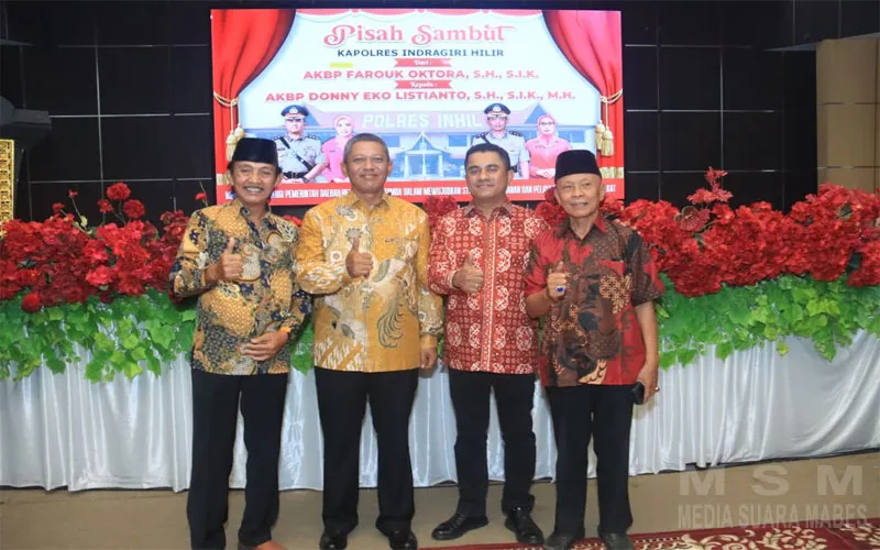 Tokoh Himpunan Keluarga Besar Sriwijaya Hadiri Pisah Sambut Kapolres Indragiri Hilir di Gedung Engku Kelana