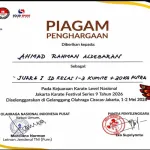 Ananda Ahmad Rahman Aldebaran Raih Juara 1 Kumite pada Jakarta Karate Festival Series 9 Tahun 2026
