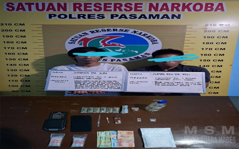 Satresnarkoba Polres Pasaman Tangkap Dua Pengedar Sabu dan Ganja di Pasar Inpres Tapus