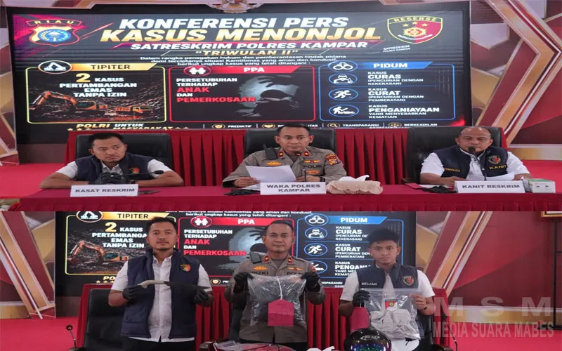 Polres Kampar Press Release Ungkap Beberapa Dugaan Tindak Pidana Selama Bulan Juli
