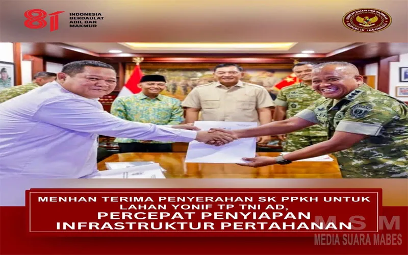 Menhan Sjafrie Terima SK Persetujuan Penggunaan Kawasan Hutan untuk Pembangunan Yonif TP TNI AD