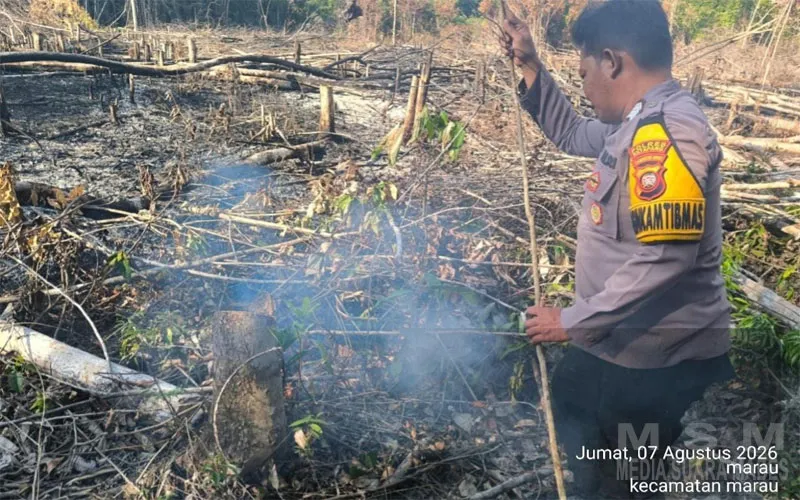Respon Cepat Cegah Karhutla Personil Polsubsektor Sungai Melayu Rayak Lakukan Groundcheck Titik Api