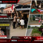 Semarak HUT ke-81 RI, Polsek Singkawang Selatan Bagikan dan Pasang Bendera Merah Putih di Rumah Warga