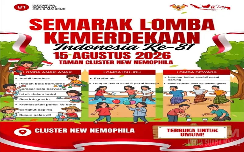Seru! Semarak HUT RI KE 81, Warga Cluster New Nemophila Grand Nusa Indah Cileungsi Gelar Beragam Lomba