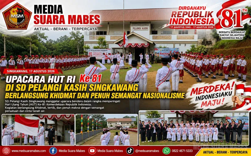 Upacara HUT RI ke-81 di SD Pelangi Kasih Singkawang Berlangsung Khidmat