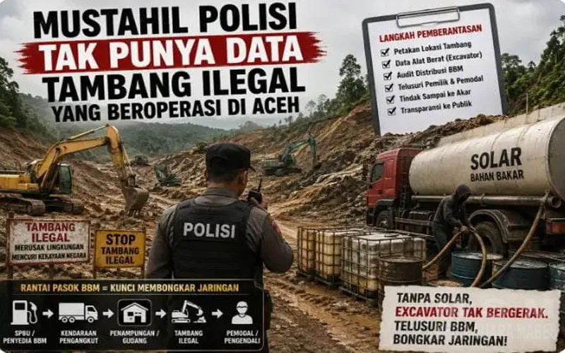 TTI: Mustahil Tambang Ilegal Beroperasi Tanpa Terdeteksi : “Pernyataan Bahwa Kepolisian Tidak Memiliki Data Resmi Mengenai Jumlah Tambang Ilegal di Aceh Patut Dipertanyakan”