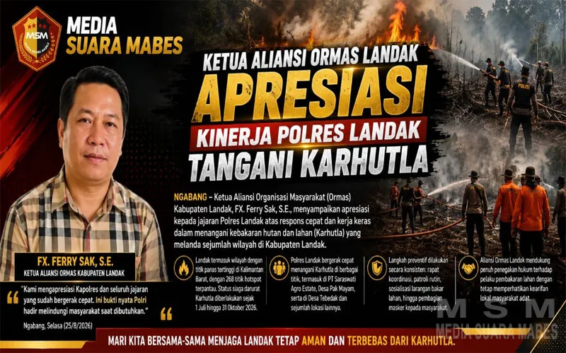 Ketua Aliansi Ormas Landak Apresiasi Kinerja Polres Landak Tangani Karhutla