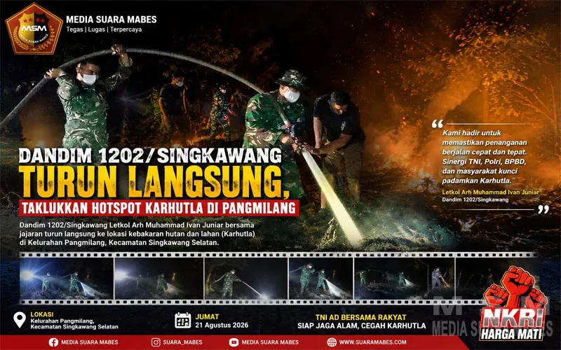 Dandim 1202/Singkawang Turun Langsung Tangani Hotspot Karhutla di Pangmilang