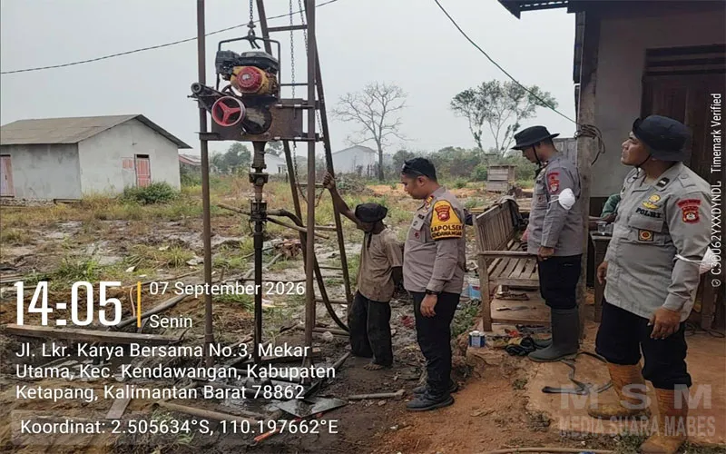 Polsek Kendawangan Bersama BKO Brimob Polri Bersinergi Siapkan Sumur Bor untuk Perkuat Penanggulangan Karhutla