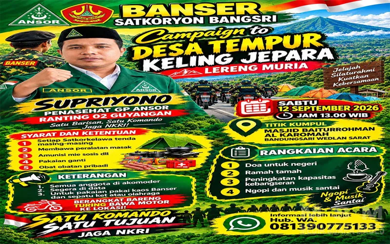Banser Satkoryon Bangsri Siapkan “Campaign to Desa Tempur”, Perkuat Silaturahmi dan Semangat Kebangsaan di Lereng Muria