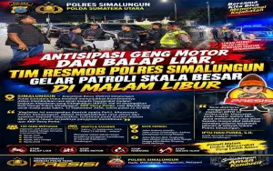 Antisipasi Geng Motor dan Balap Liar, Tim Resmob Polres Simalungun Gelar Patroli Skala Besar di Malam Libur