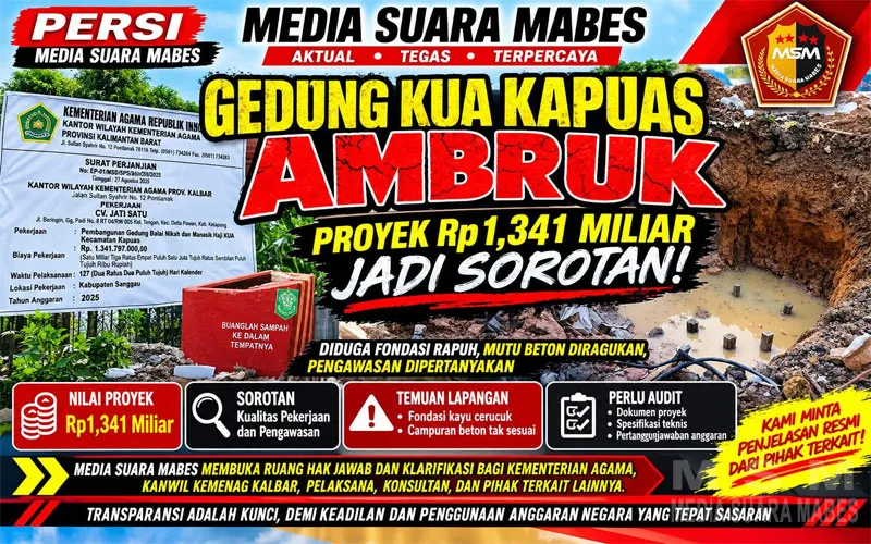 Gedung KUA Kapuas Ambruk, Proyek Rp1,341 Miliar Jadi Sorotan