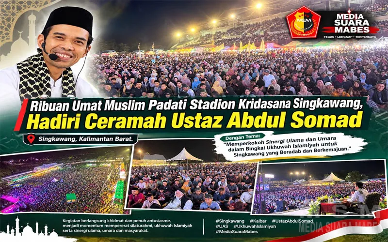 Ribuan Umat Muslim Padati Stadion Kridasana Singkawang, Hadiri Ceramah Ustaz Abdul Somad