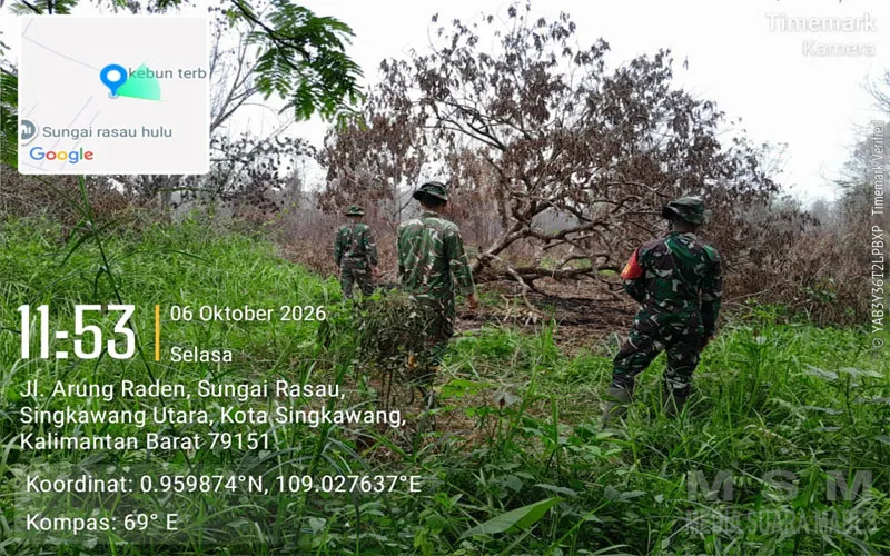 Kodim 1202/Singkawang Intensifkan Patroli Cegah Karhutla di Sungai Rasau dan Setapuk Kecil