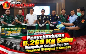 Penyelundupan 5,269 Kg Sabu Digagalkan Satgas Pamtas Yonarmed 19/Bogani di Sambas