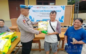 Gerakan Pangan Murah Polri di Beduai, 2 Ton Beras SPHP Ludes Diserbu Warga