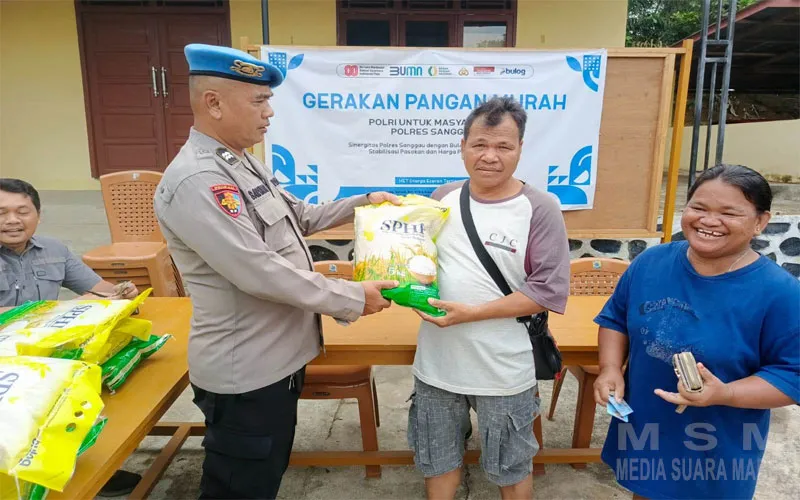Gerakan Pangan Murah Polri di Beduai, 2 Ton Beras SPHP Ludes Diserbu Warga