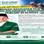 Ketua PC GP Ansor Batam Apresiasi Kesigapan PLN Dan Kolaborasi Forkopimda Tangani Blackout
