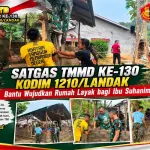 Satgas TMMD ke-130 Kodim 1210/Landak Bantu Wujudkan Rumah Layak bagi Ibu Suhanim