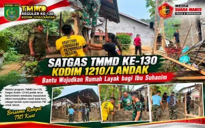 Satgas TMMD ke-130 Kodim 1210/Landak Bantu Wujudkan Rumah Layak bagi Ibu Suhanim