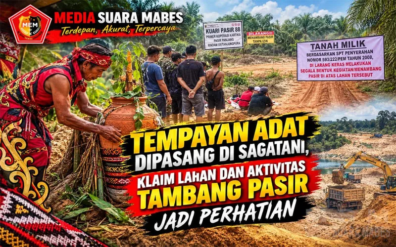 Tempayan Adat Dipasang di Sagatani, Klaim Lahan dan Aktivitas Tambang Pasir Jadi Perhatian