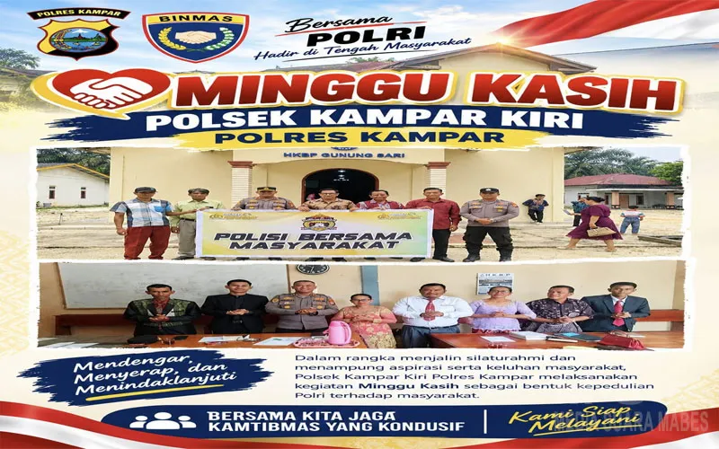 Minggu Kasih di Gereja HKBP Gunung Sari, Kapolsek Kampar Kiri Ajak Masyarakat Bersama Jaga Kamtibmas