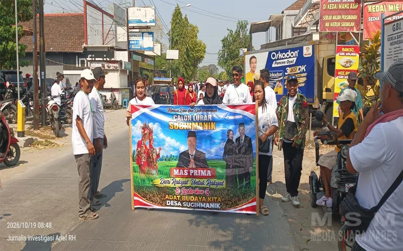 Ribuan Warga Iringi Pendaftaran Prima Pradictya, Pilkades Sugih Manik Semarak