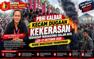 PBHI Kalbar Kecam Dugaan Kekerasan terhadap Mahasiswa dalam Aksi 20–21 Oktober 2026, Desak Investigasi Transparan