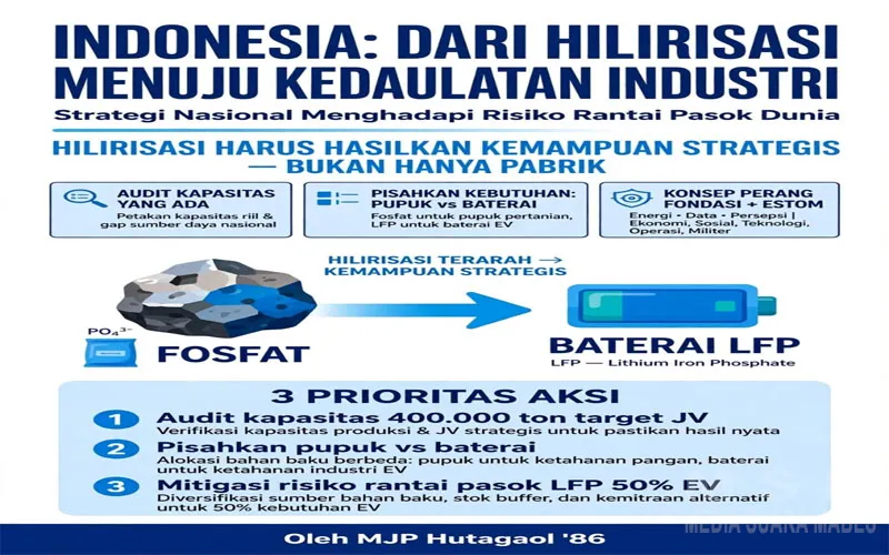 Hilirisasi Harus Berujung pada Kedaulatan Industri, Indonesia Perlu Audit Kapasitas dan Risiko Pasokan