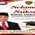 Ketua DPRD Provinsi Maluku  Sampaikan Ucapan Selamat kepada Wisudawan Universitas Lelemuku Saumlaki Angkatan IV