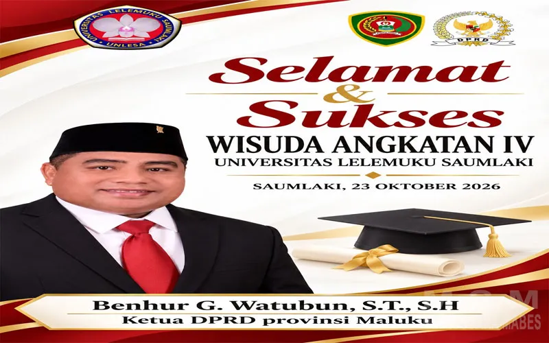 Ketua DPRD Provinsi Maluku  Sampaikan Ucapan Selamat kepada Wisudawan Universitas Lelemuku Saumlaki Angkatan IV