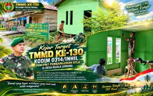 Kejar Target TMMD ke-130, Kodim 0314/Inhil Percepat Pembangunan RTLH di Desa Kuala Lemang