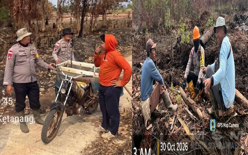 Operasi Aman Nusa II, Personel Brimob dan Polsek Matan Hilir Selatan Gencarkan Patroli Cegah Karhutla